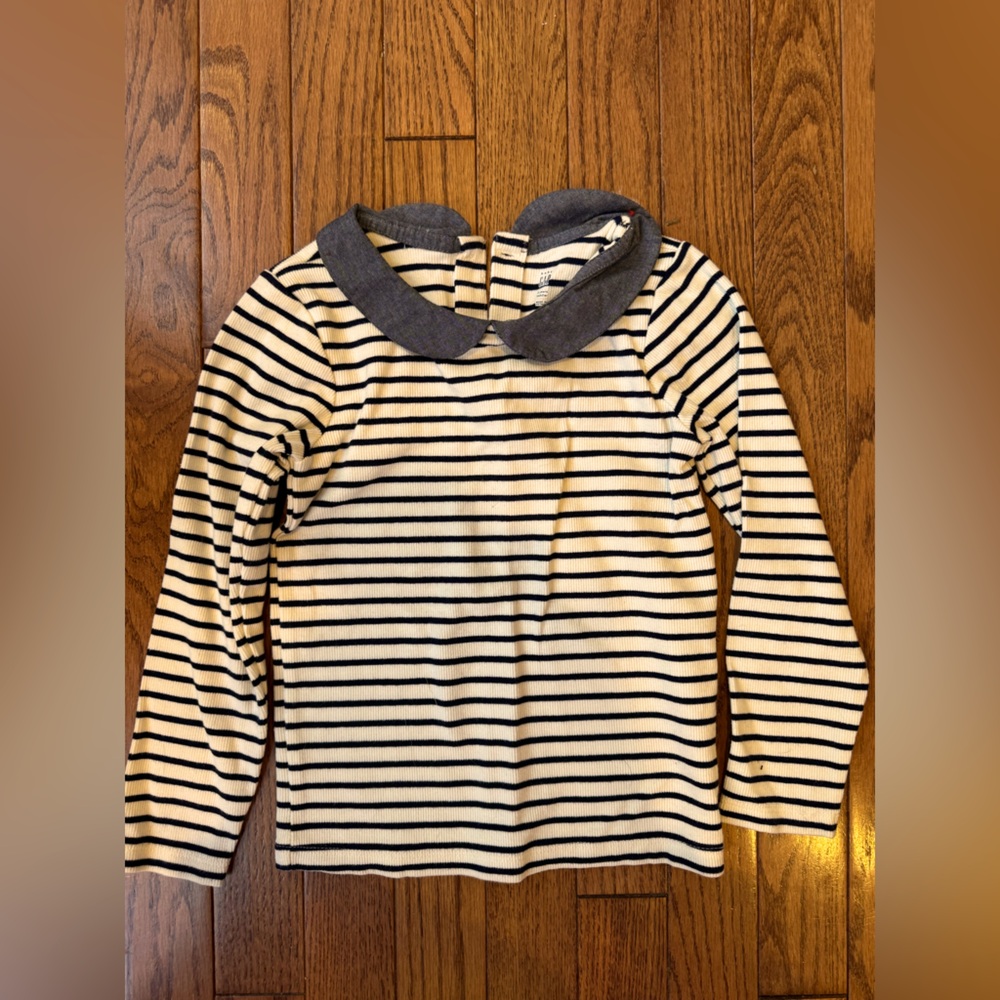 NWOT baby GAP Navy Striped with denim Peter Pan Collar blouse size 5year toddler